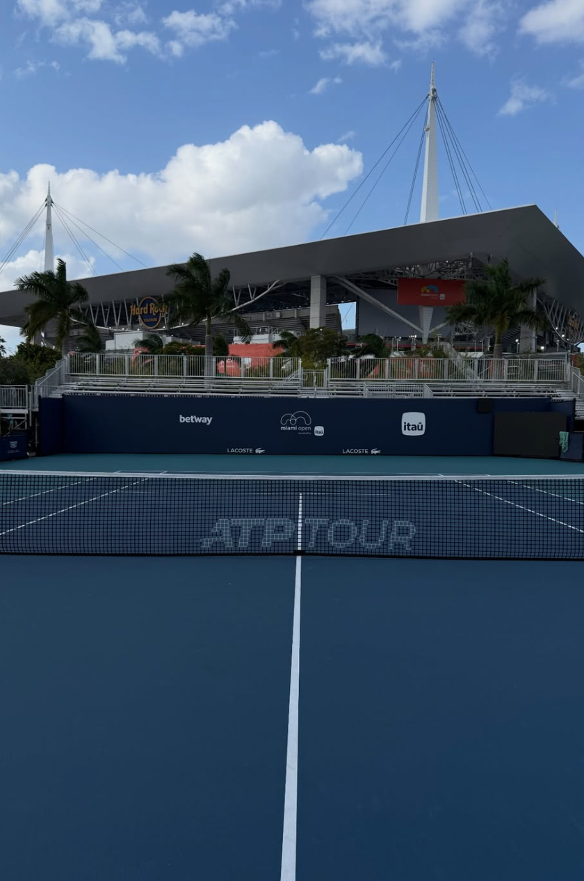 Miami Open stadium and court before play